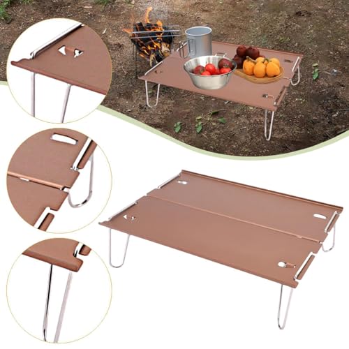Image of CALANDIS Camping Table Folding Table Mini Camping Furniture for Travel Barbecue Beach Light Brown | | Camping Furniture | Camping & Hiking