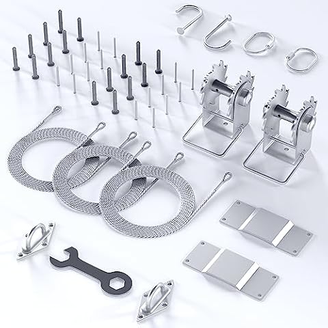 Royal Shade Hardware Kit Winch Set for Rectangle/Square Sun Shade Sails Canopy, Easy-Tensioning, 316 Military-Grade Stainless Steel (Winch + Hardware Kit + Cables) Cover