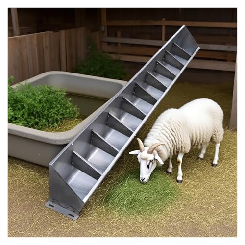 家畜飼料用トラフ 吊り下げ式ヤギ用給餌器 ヤギ4/5/8/10頭用 ロング 地上設置型 豚用給餌器 仕切り付き こぼれにくい 家畜用給餌容器 農場/小屋(10-Compartment)