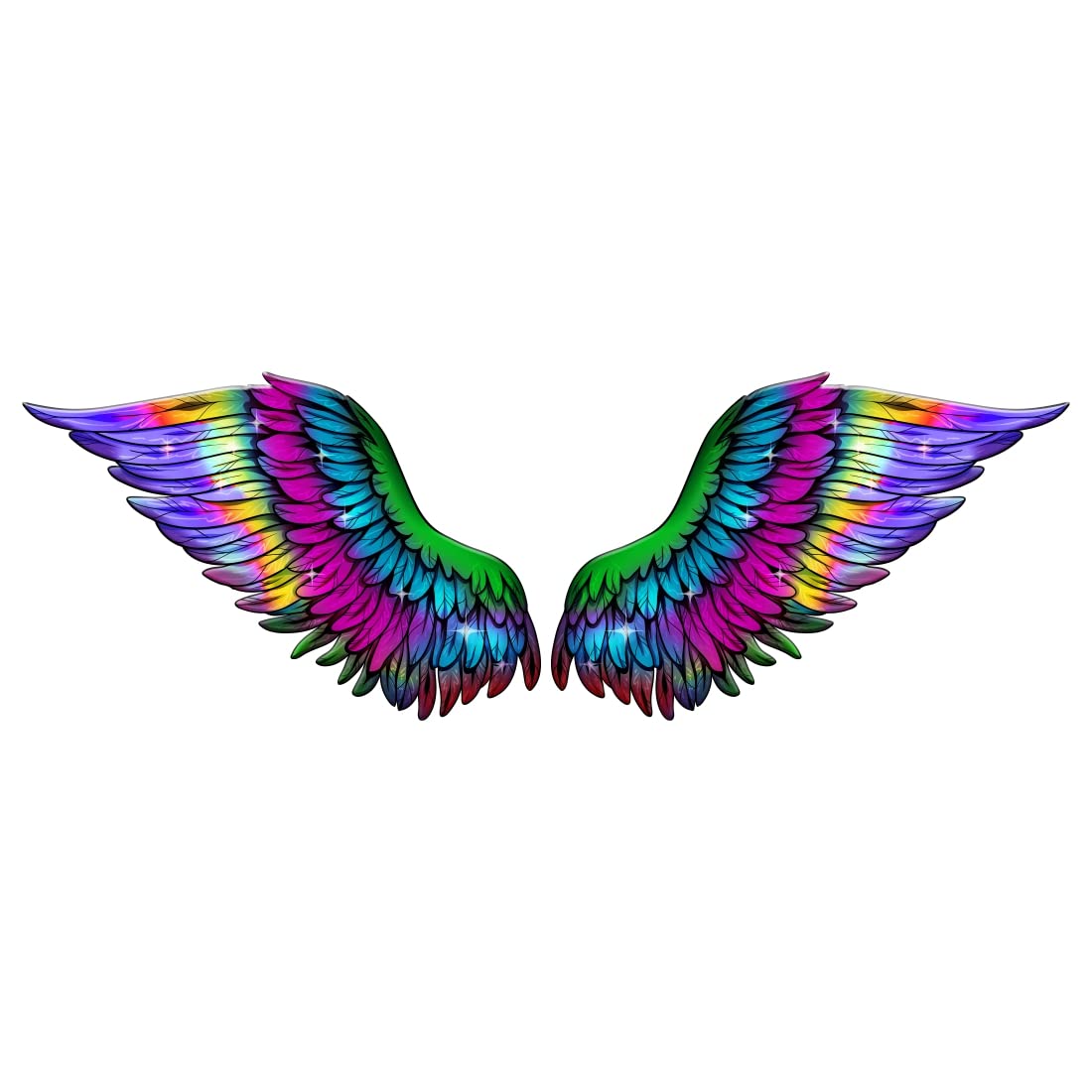 AH Decals Vinyl Multicolor Wings Sticker for Kids Room Home Wall Cafe & Restaurant Office Selfie Background Decoration