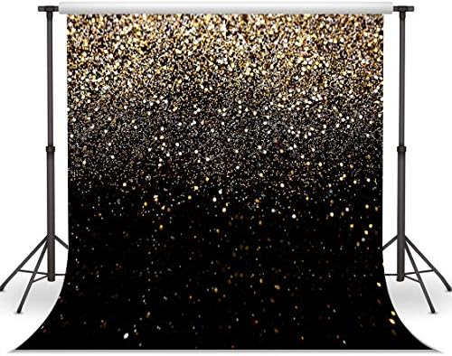 WOLADA 10x10FT Gold Backdrop Glitter Backdrop Gold Spots Bokeh Backdrop Black and Gold Backdrop Wedding Backdrop Gold Backdrop for Parties Vinyl Photography Backdrop 11176