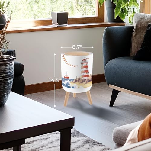 Caneca de basura plástica cilíndrica con tapa 1.8 gal miniatura 3