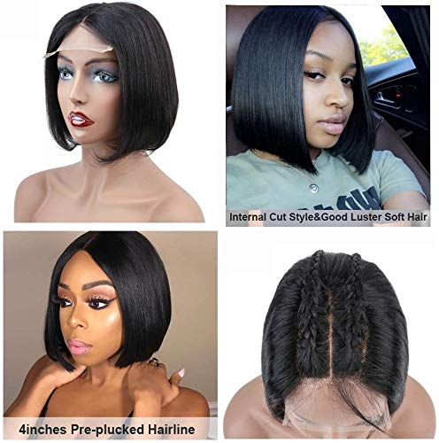 TOOCCI Bob Wig Human Hair for Black Women Short Bob 2x6 Deep Part Lace Closure Wig Brazilian Straight Human Hair Glueless Bob Wigs with Baby Hair 150% Density (12inch) - Image 4