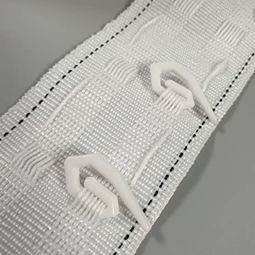 Hoonng 2" Curtain Header Tape Pencil Pleat, 4 Metres, White, W 2" x L 155" (1 Panels) - Image 3