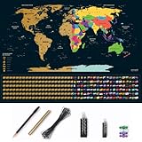 envami® Weltkarte zum Rubbeln - Rubbel Weltkarte - Deutsch - 80x60cm - Scratch Off Map - Landkarte zum Freirubbeln - Rubbelkarte - Map World - Rubbelweltkarte