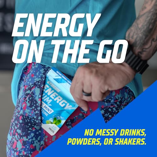 GYMGUM Energy Caffeine Gum | 50mg Caffeine | Sugar-Free, Keto-Friendly | Fast-Acting Energy & Focus Gum with Guarana & L-Theanine (40 Count, Arctic Mint)