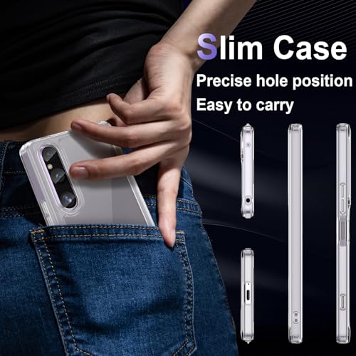 Image of Case for Sony Xperia 1 V, Military Grade Drop Protection Phone Case, Yellowing Resistant, Anti-Scratch Hard PC Back, Shockproof Hard Ultra-Thin Protective Cover, Clear