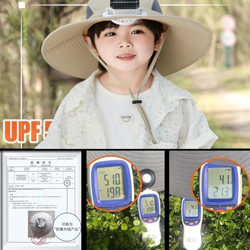 Wide Brim Solar Fan Hat for Kids, Solar Powered Fan Hat with USB Charging for Outdoor Activities2