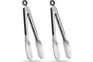 HOTEC 9-Inch Premium Quality Stainless Steel Locking Kitchen Tongs