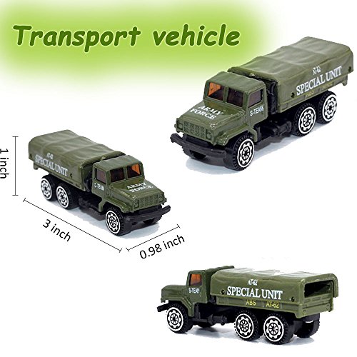 MinYn Army Vehicles Alloy Military Model Car Set 5 pcs Diecast Metal Army Toys Mini Helicopter Tank Truck Armored Car for Kids Boys…
