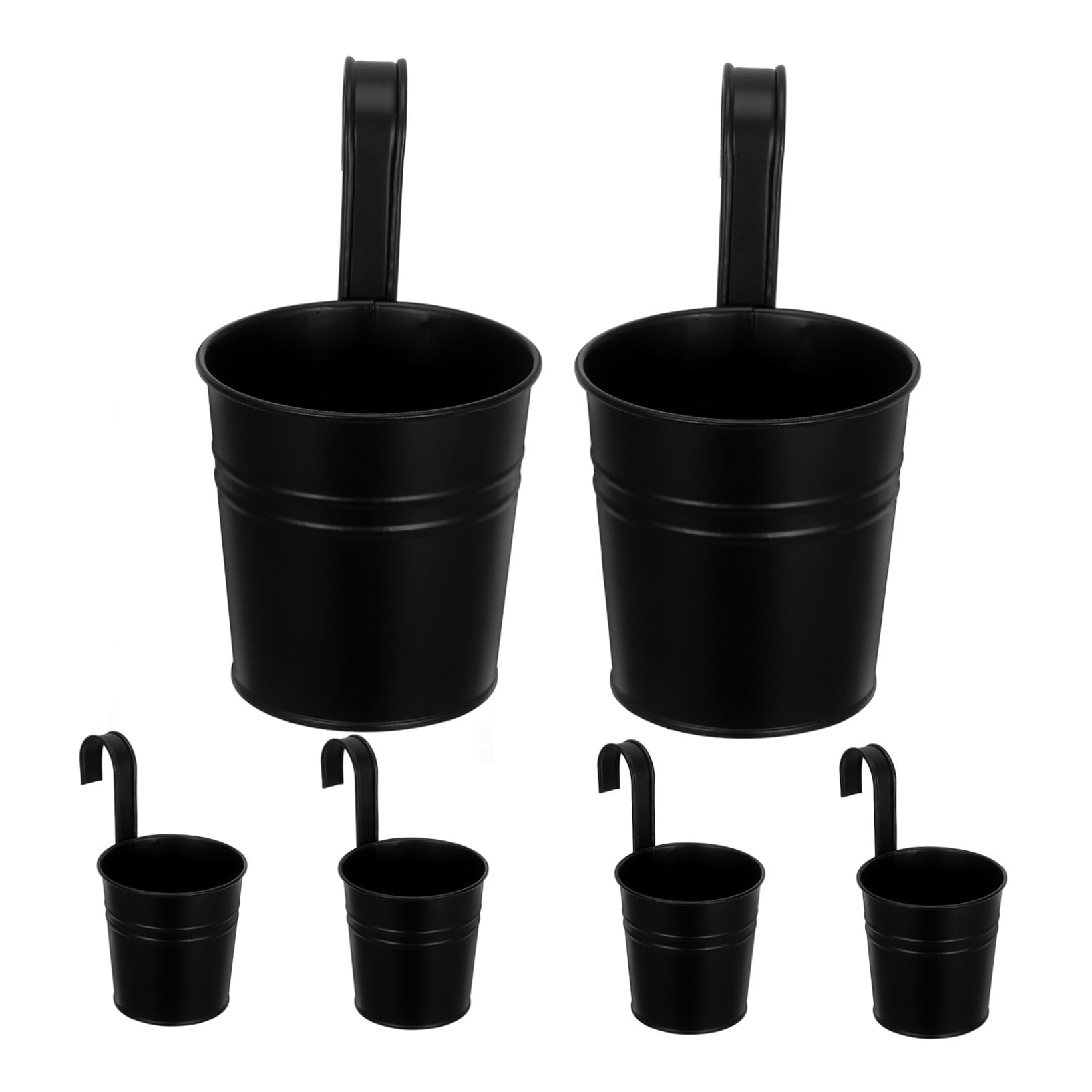 6 pezzi Vasi Sospesi in Ferro Nero con Base Portavasi da Esterno per Balcone Recinzione e Giardino Fioriere Rustiche per Piante e Felci Supporti Decorativi Appendibili