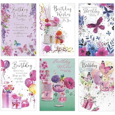6 Birthday Cards for Women with Flowers Cover