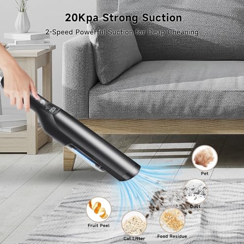 Cordless-Handheld-Vacuum-20KPa-High-Power-Suction-Car-Vacuum-Cleaner-with-Charging-Dock-2-in-1-Crevice-Tool-Lightweight-Portable-HandHeld-Vacuum-with-200ML-Dust-Cup-for-HomePetCarOffice Cordless Handheld Vacuum 20KPa High Power Suction Car Vacuum Cleaner with Charging Dock 2 in 1 Crevice Tool Lightweight Portable HandHeld Vacuum with 200ML Dust Cup for HomePetCarOffice