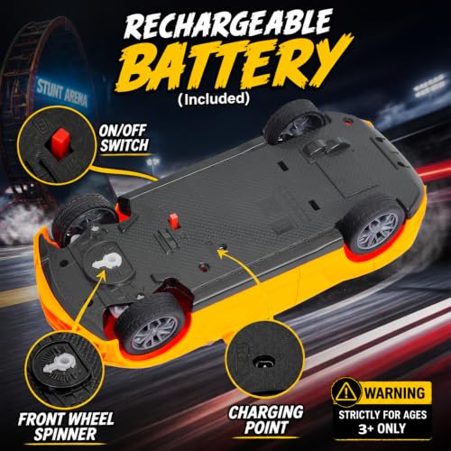 Image of Gooyo GY-448JM Rechargeable Remote Control Car Toy | Yellow Color, Power Source: Lithium Rechargeable Battery for Car (Included) & 2xAA Battery for Remote Controller (Not Included)