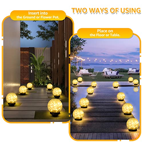 Asomst AS-SPL-WW-2 2-Pack Garden Solar Lights Outdoor, Cracked Glass Ball Light Waterproof thumb #2