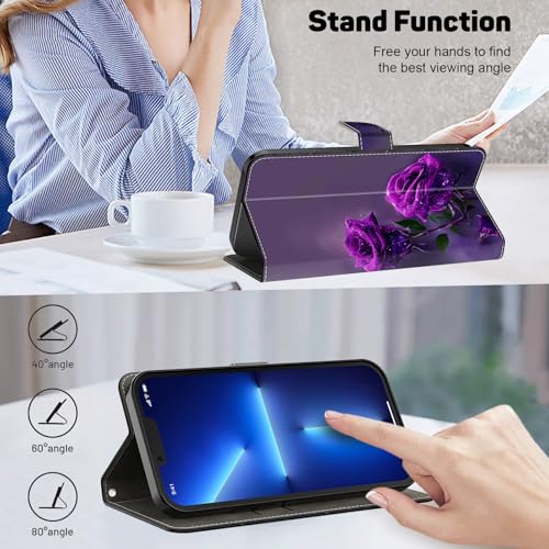 Funda para Samsung Galaxy S25 FE con tarjetero protectora magnética morada 3