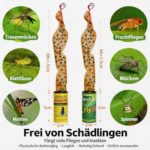 Fliegenfänger Klebestreifen Gelb 20 Stück Sparpack, Lockt Fruchtfliegen Trauermücken, Beidseitig Klebend Ungiftig Für Innen Außen – Ansicht 4