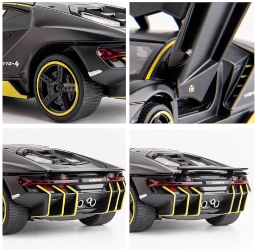 Image of Lamborghini Black Model Car with Box, Zinc Alloy Pull Back Toy car with Sound and Light for Kids Boy Girl Gift [Colors as Per Stock]