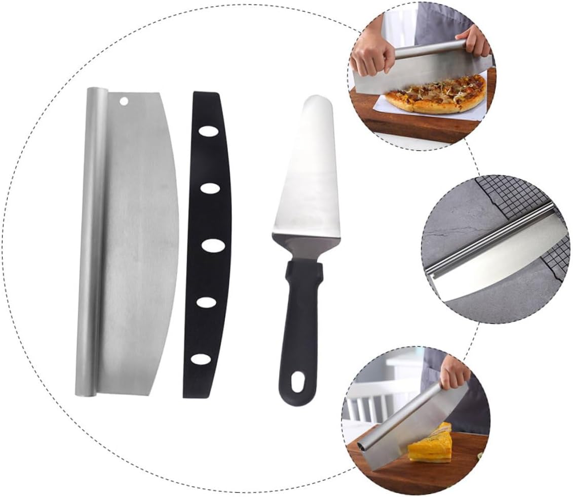 Pizza Cutter Wheel and Stainless Steel Pizza Peel Set with Pp Sheath Multifunctional Kitchen Gadget –