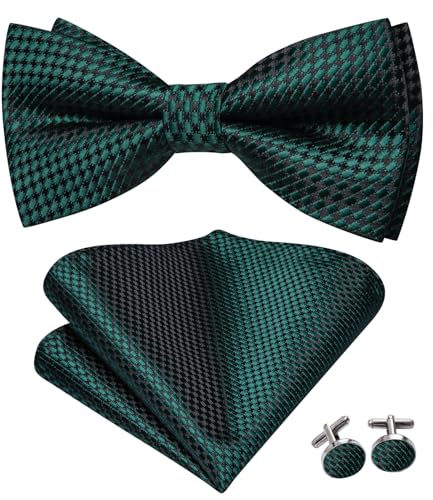 Image of Dubulle Mens Paisley Striped Bowtie Set Pre-tied Bowtie for Men and Pocket Square Set Wedding Business