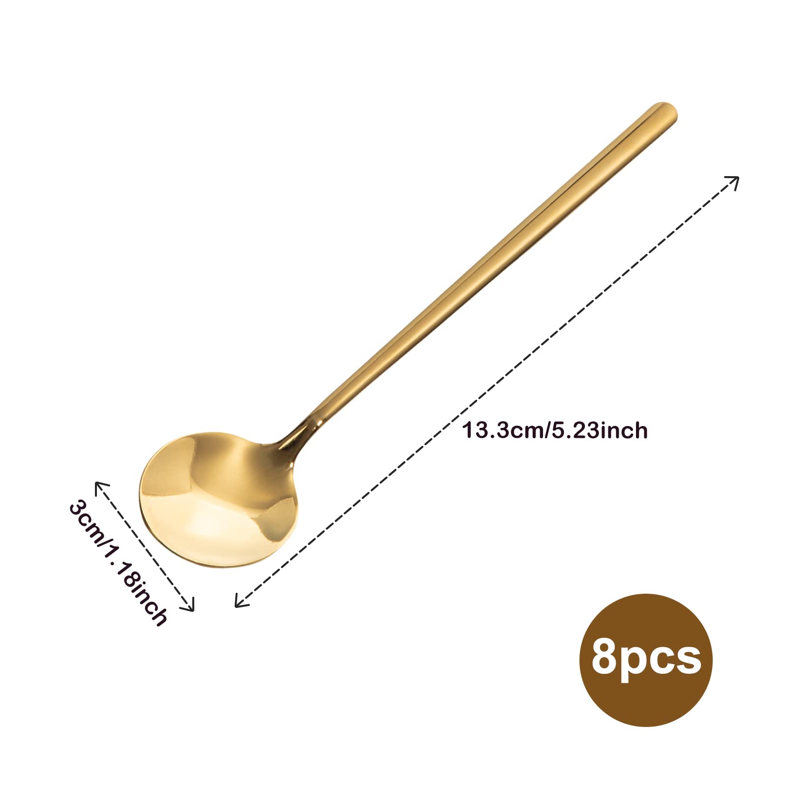 Set 8 Cucchiaini Da Caffè In Acciaio Inox | Senza Nichel | Design Dorato E Lucido | Lavabili In Lavastoviglie - Foto 3