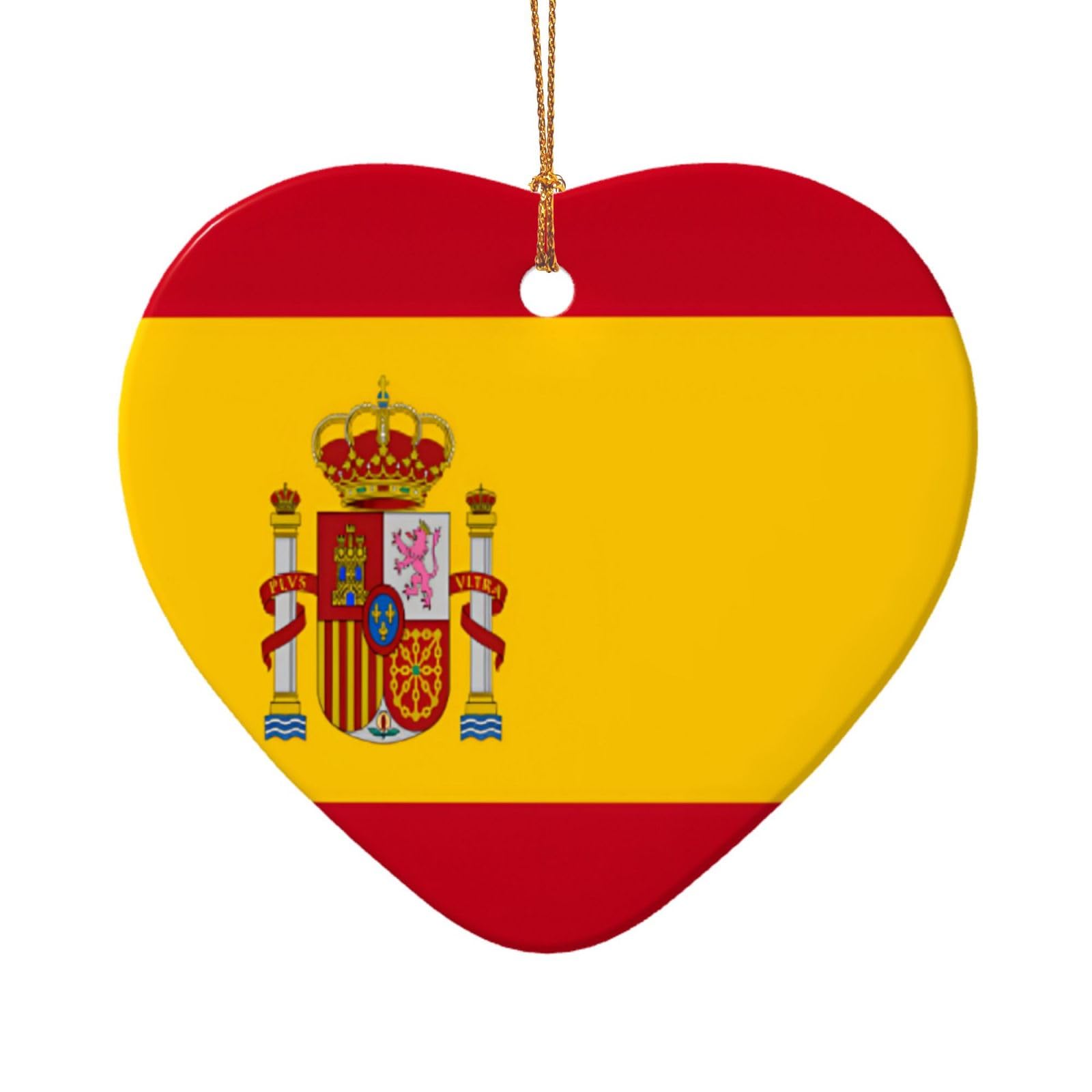 Spanish Flag Heart & Star Shaped Ceramic Pendants, Christmas Tree Ornaments, Perfect for Festive Decor