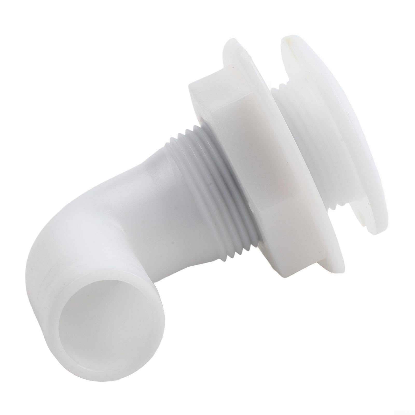 Lapiglo Nylon 90 Degree Elbow Drain Outlet for Boat Bilge Pump, Barbed Thru Hull Fitting 33mm Thread Marine Hose Connector(White)