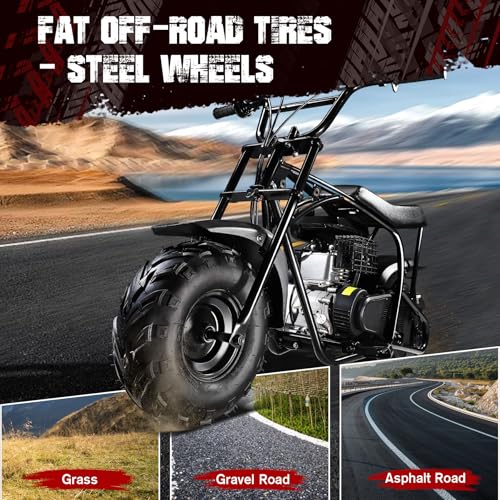Image of Oryxearth Mini Dirt Pit Bike BRM100, 105CC 4-Stroke Gas Powered 3.5HP for Off Road & Trail Bike, Up to 28 Mph, Automatic Transmission and Pull to Start, Weight Support Up to 185LBS for Teens /Adults