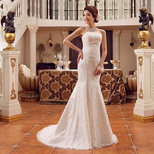 ZHCWT Waisted Mermaid Wedding Dress Drag Slim Korean Tube Top Wedding Dress  Embroidery (Color : A, Size : L code): Buy Online at Best Price in UAE