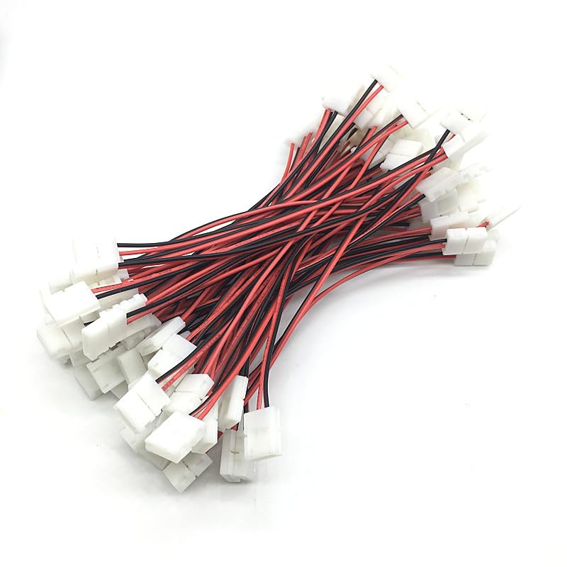 Wiring Connecting Terminals 100pcs/lot LED Strip Connector 2pin 10mm 8mm Two End One End with Wire Free Welding Connector No Need Soldering - (Color: 8mm one end)