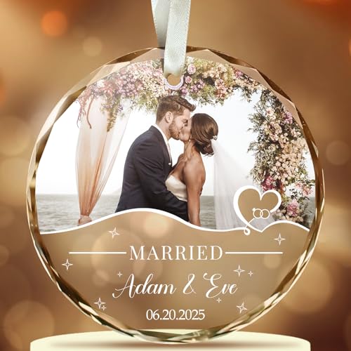 Personalisierte Weihnachtskugeln mit Foto Namen Hochzeitstag Kristall...