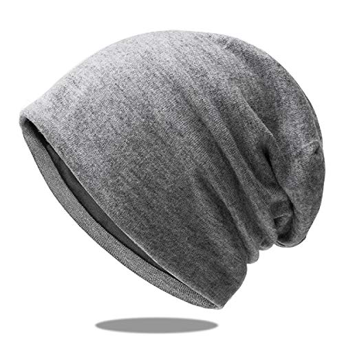 Azarxis Knit Beanie Winter Skull Hats Warm Soft Stretchy Daily Ribbed Toboggan Baggy Cap for Men Women Cold Weather (Light Grey)