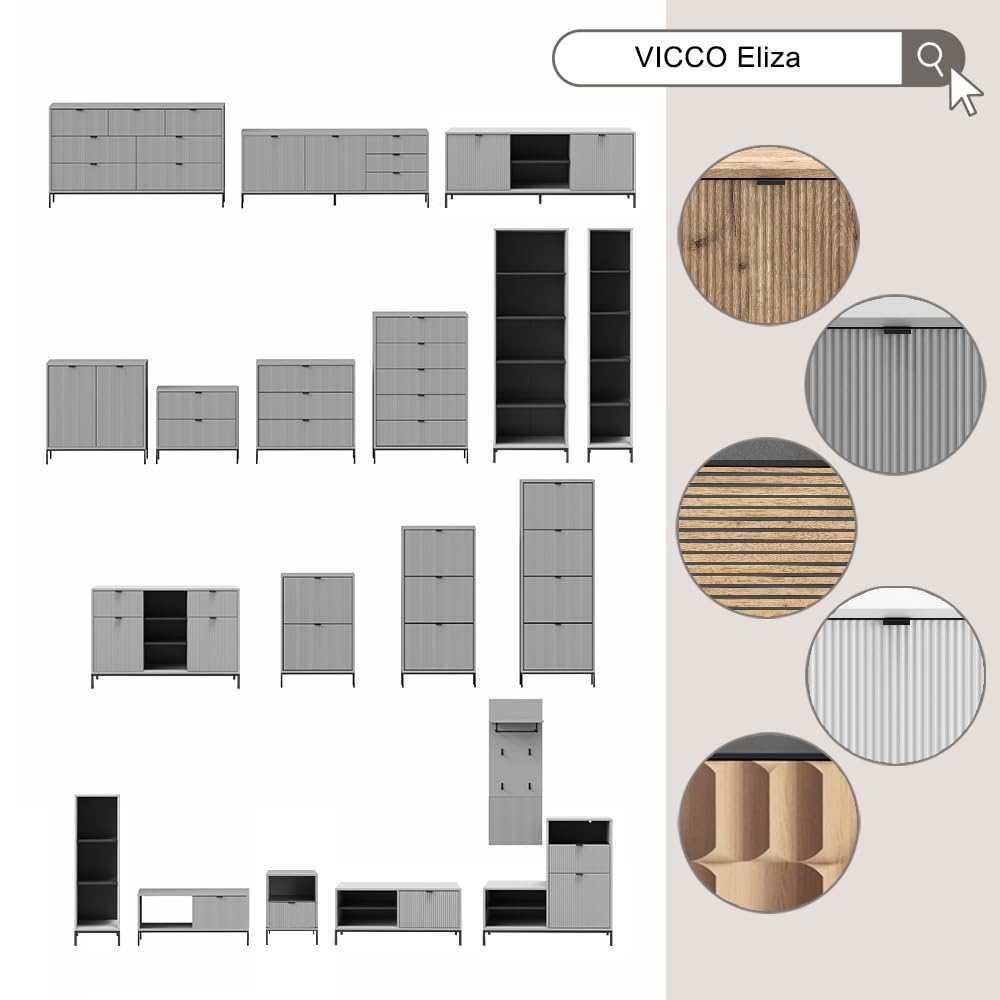 Vicco Appendiabiti da parete Eliza, Quercia vichinga, 43 x 120 cm, per montaggio a parete con più ganci per riporre
