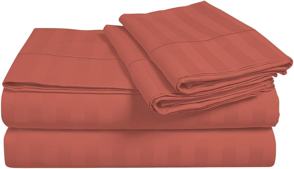 Solid Flat Sheet Only - 800-Thread-Count TwinXL Size Peach Top Sheet - Best Premium Quality Sheet on Amazon - Luxury Soft 100% Egyptian Cotton Bedding, Lightweight and Breathable
