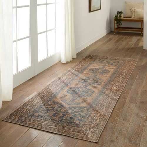 Tapete corredor estampado Boho 3x8 poliéster lavable miniatura 1