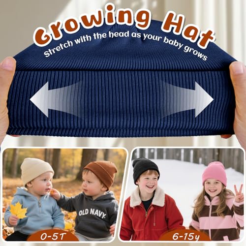 Image of ZOORON Toddler Beanie Boys Girls Beanies Kids Winter Hats Children Knit Cap | Soft Ski Hat, Cozy Core Yarn, Double Layer Warmth, Elastic Zero-Pressure Fit, Warm Kids Hats, School, Daycare, Gifts