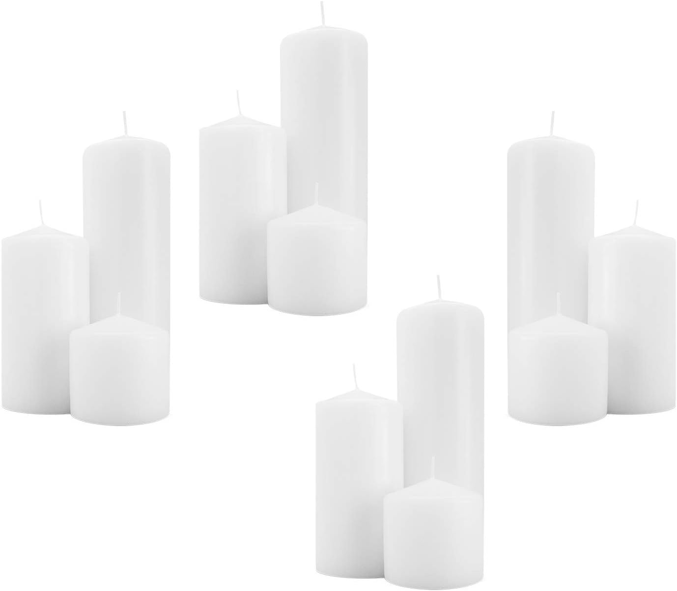 Royal Imports 3 Inch Pillar Candles (12 Candles - 4 of Each 3x3, 3x6, 3x9) White Unscented Premium Wax for Wedding, Spa, Party, Birthday, Holiday, Bath, Home Decor, 4 Sets : Home & Kitchen