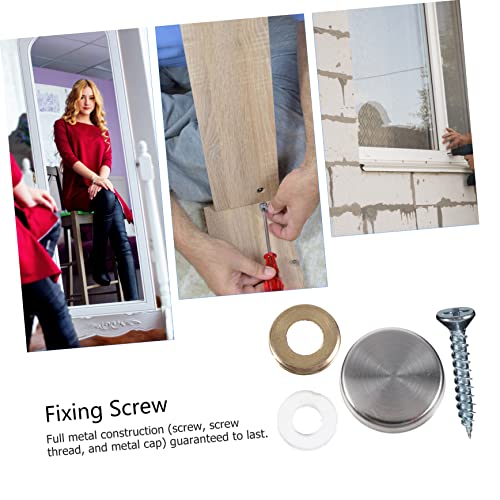 48 piezas de uñas decorativas de acero inoxidable para espejos con tapas de tornillo para fijar con acabado elegante para construcción completa miniatura 4