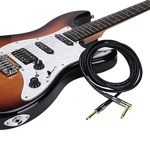 Rayzm Câble Guitare 3 mètres - Noiseless Guitare/Basse Lead, Câble D'instrument Mono Mâle TS 1/4 Jack Droit et Angle Droit - Jacks Connexion en Cuivre/Contacts Or - Image 6