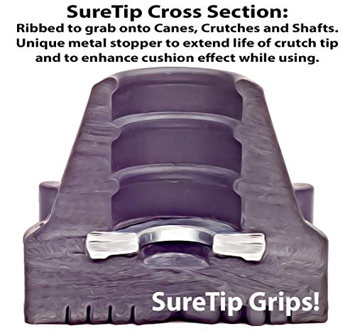 SureTip RED Crutch Tips & Cane Tip (Pair of 2) – 1 Size Fits All 3/4" 7/8” Inch - Extreme Grip Heavy Duty Universal Sizing Crutches Shafts Longest Lasting High Performance Rubber Non-Slip