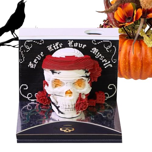 Calendario de Páginas Arrancables 3D Calavera: El Regalo de Halloween y Decoración Ideal
