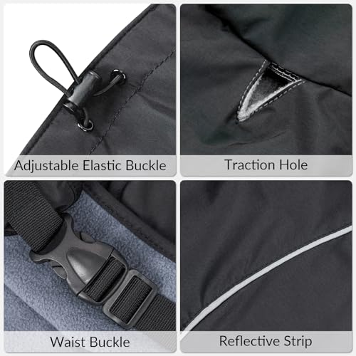 Abrigo impermeable para perro Skmeditec con arnés integrado y forro polar 4