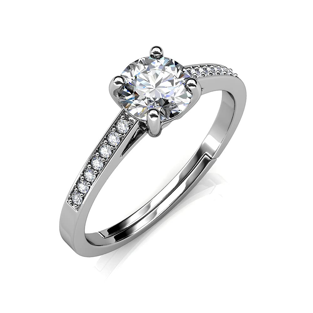 Anello Fidanzamentoda Donna in Argento Massiccio 925 Solitario con Diamante Moissanite 1,0 ct