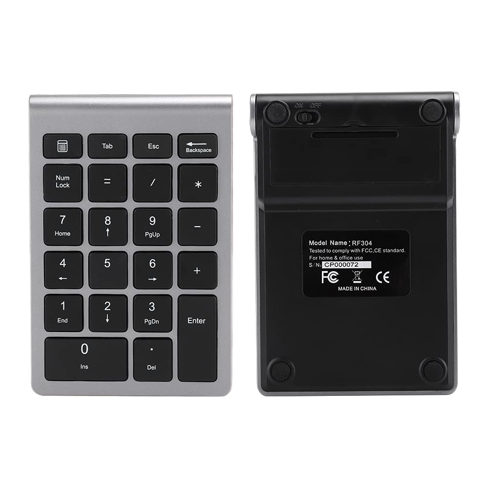 Bezprzewodowa klawiatura numeryczna z myszką, podkładki numeryczne Bluetooth 2,4 G, mysz i odbiornik USB, zestaw do laptopa PC, 22 klawisze, blokada numeryczna, wskaźnik LED (szara)