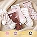 PBHPBH Adorable Baby Socks, Cartoon Stripe Calf Socks for Infants, Loose Mouth Design for Comfort, Spring & Autumn, 5 Pack (US, Age, 0 Months, 1 Year, Grey)