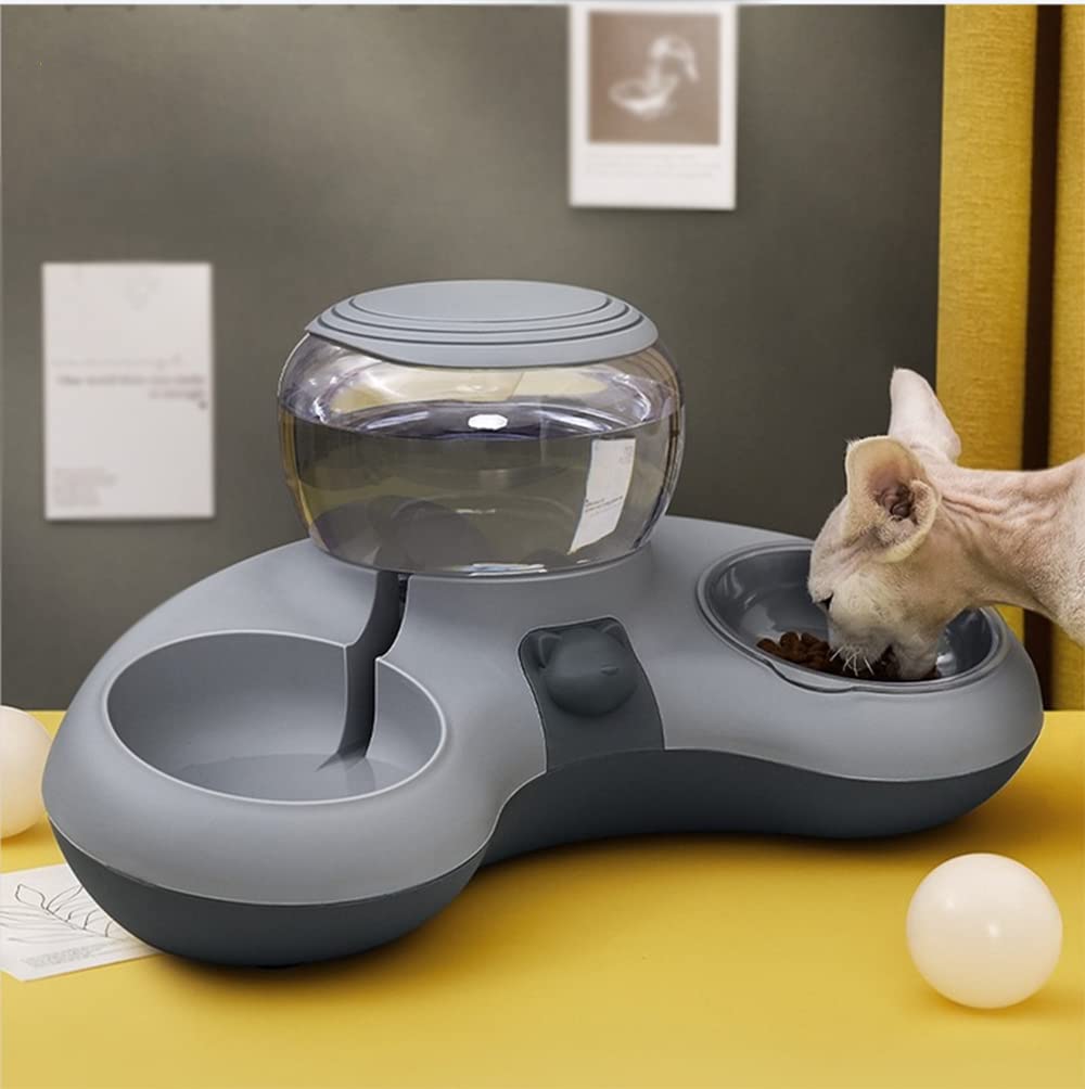 Pet Cat Bowl Automatico Acqua Fontana Cane Cibo Ciotola Doppia Ciotola Cucciolo Bere Alzato Stand Piatto Ciotole per Gatti