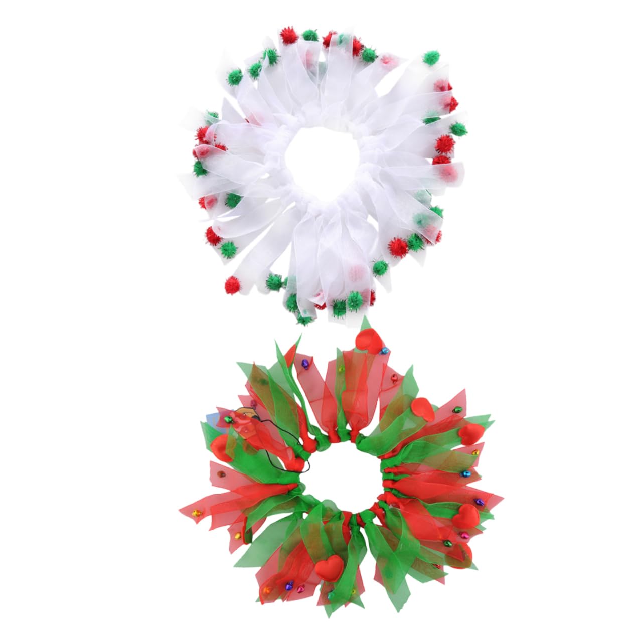BUGUUYO 2 Pcs Pet Christmas Scarf Santa Clause Suit Christmas Cat Bow Tie Puppy Dog Collars for Small Dogs Choker Necklaces for Girls Supplies Polyester Ribbon