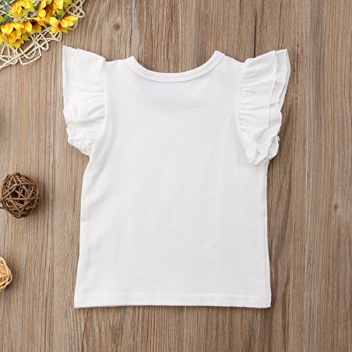 Mubineo Toddler Baby Girl Basic Plain Ruffle Sleeve Cotton T Shirts Tops Tee Clothes4