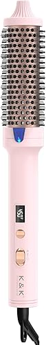 K&K 1.7 Inch Ceramic Tourmaline Ionic Curling Brush with Cool Air Flow - Professional Hot Brush Volumizer for Root Volume & Loose Curls, Instant Styling Lock, Dual Voltage Hair Styling Tool