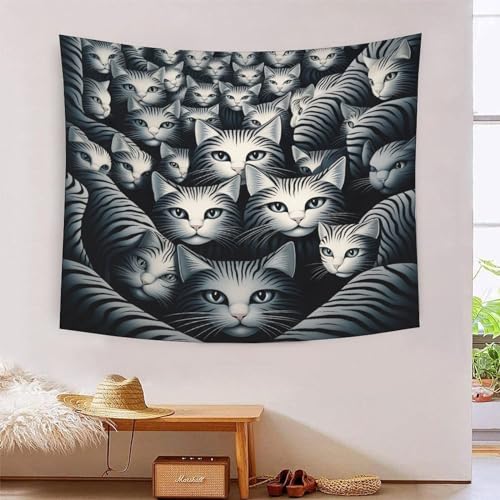 Tapisserie murale chat 3D grand tissu pour masquer un mur vide et décorer une chambre